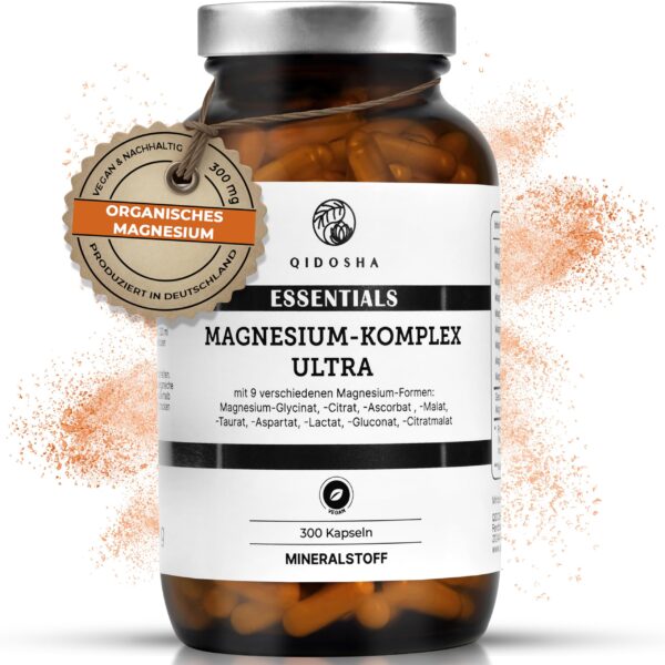 QIDOSHA® Magnesium Komplex 300 Kapseln – 9 Formen, 300 mg hochdosiert für Energie & Muskeln