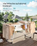 SONGMICS Flügelwäscheständer 173 cm mit Sockenhalter – Platzsparend & Rostbeständig – Bild 4