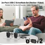 DiHines 25W USB-C Ladegerät 2er-Pack mit 3M Kabel – Samsung Galaxy Schnellladeset – Bild 6