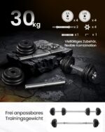 SONGMICS 2-in-1-Hantelset 30 kg – Verstellbare Kurz- & Langhantel aus Gusseisen für Zuhause – Bild 6