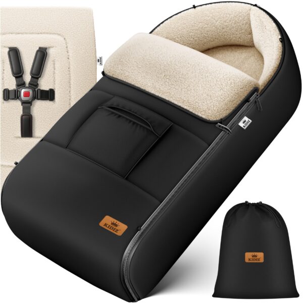 Kidiz Winterfussssack 95 cm mit Lammfleece – Wasserdicht & Winddicht für Kinderwagen
