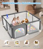Dripex Laufstall Baby 124x124 cm – Sicherer Laufgitter mit Mesh & Pull-up Rings – Bild 8