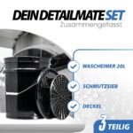 detailmate Black & White Wascheimer Set 20L – Professionelle Autowäsche mit GritGuard System – Bild 2