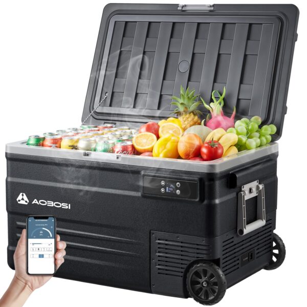 AAOBOSI 74L Kompressor Kühlbox – Mobile Kühlung mit APP-Steuerung für Auto & Camping