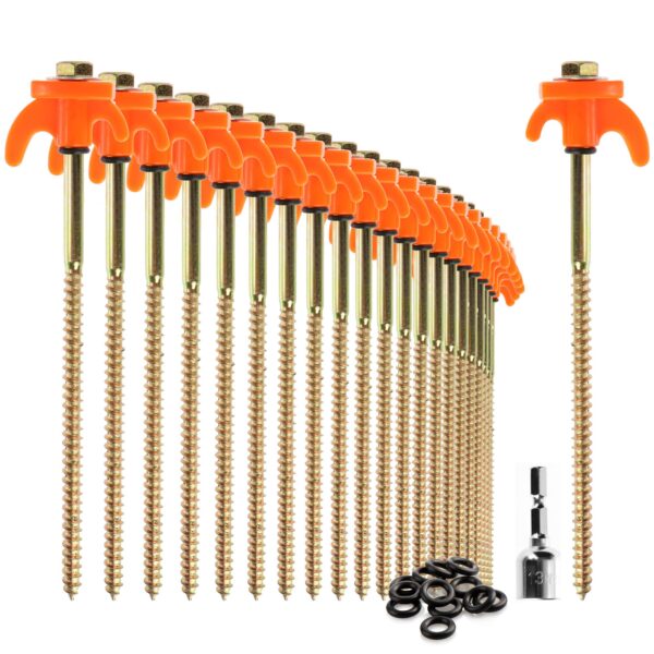 com-four® 24er Set Zeltheringe Stahl – Schraubheringe 20,5 cm für Hartboden & Camping