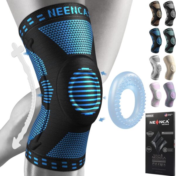 NEENCA Kniebandage mit Patella Gel Pads & Federstabilisatoren – Medizinische Kniestütze