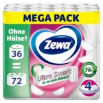 Zewa Ultra Smart Toilettenpapier 36 Rollen, 4-lagig hülsenlos – Premium Komfort für Familien
