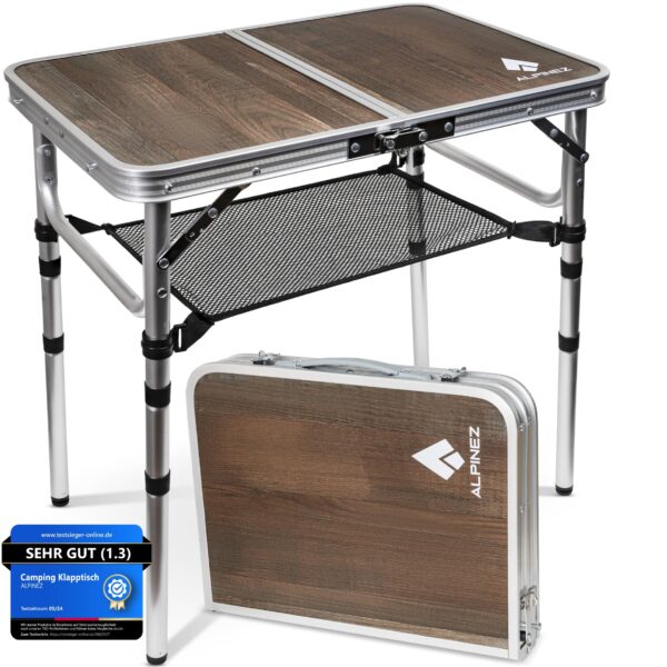 ALPINEZ Campingtisch 60x40 cm höhenverstellbar – Klappbarer Outdoor Tisch mit Tragegriff