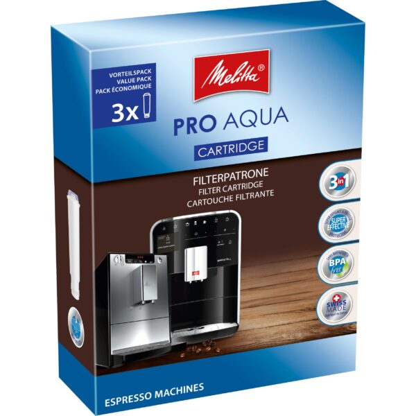 Melitta Pro Aqua Filterpatronen 3er-Set – Kalkfilter für Kaffeevollautomaten