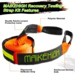 MAIKEHIGH Abschleppseil 5M x 5cm, 10 Tonnen Polyester – Komplettes Off-Road Recovery Kit – Bild 5