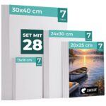 Zenacolor Leinwand Set 28er – Premium Canvas in 4 Grössen für Künstler & Anfänger