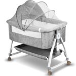 NIKYJM 3-in-1 Beistellbett mit 6-fach Höhenverstellung – Tragbares Babybett für Zuhause & Unterwegs