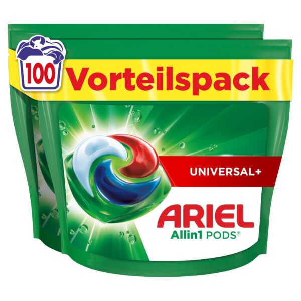 Ariel All-in-1 PODS 100 Waschladungen – Universal+ Waschmittel Kapseln für Kaltwäsche