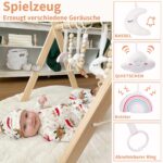 Mallify Spielbogen Baby Holz klappbar mit 6 Spielzeugen – Motorik-Trainer für Neugeborene – Bild 2