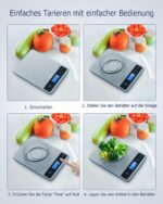 Drcowu Digitale Küchenwaage 15 kg – Profi-Lebensmittelwaage mit Edelstahl & Tara-Funktion – Bild 4