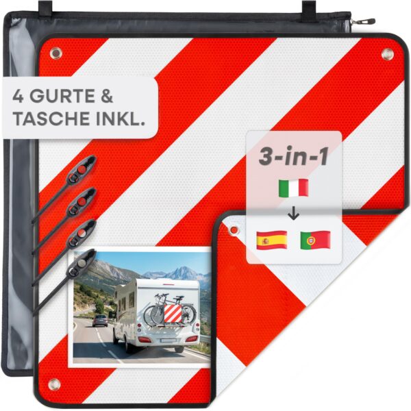 Prowiste Warntafel Fahrradträger – ECE R70 geprüft für Italien, Spanien & Portugal