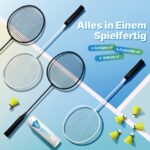 AboveGenius Badmintonschläger 4er Set – Komplettset mit 6 Federbällen für Anfänger – Bild 6