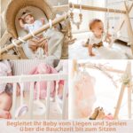 Mallify Spielbogen Baby Holz klappbar mit 6 Spielzeugen – Motorik-Trainer für Neugeborene – Bild 4