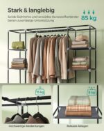 SONGMICS Faltschrank 150x175 cm mit 12 Ablagen & Kleiderstange – Stabiler Stoffschrank grau – Bild 4