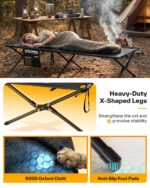 Sportneer Feldbett 199x73cm Klappbar – Stabiles Campingbett mit Edelstahlrahmen – Bild 5