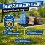120 x 60 cm Aluminium Klapptisch mit 3-fach Höhenverstellung – Multifunktionstisch für Camping & Garten – Bild 6