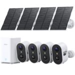 aosu Solar Überwachungskamera Aussen 4er-Kit mit Aosubase – 2K, PIR, Farblichtsicht