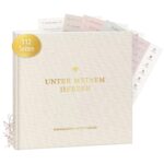 mintkind® Schwangerschaftstagebuch Leinen – 112 Seiten Hardcover mit Sticker Set für werdende Mütter
