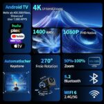 Nonete NT30 Mini Beamer 4K – tragbarer Projektor mit WiFi 6 & Bluetooth 5.2 – Bild 3