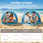WolfWise Pop-Up Strandmuschel mit UPF 50+ – Wurfzelt für 3-4 Personen – Bild 4