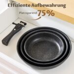 Fadware 3-teiliges Pfannenset mit abnehmbarem Griff – Stapelbar für alle Herdarten – Bild 3