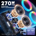 W-KING T9 PRO 270W Bluetooth Lautsprecher – 125dB Party Box mit Dual-Woofers & Karaoke – Bild 3