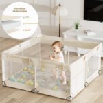 Lertantri Laufstall Baby 120x120 cm mit Matratze – Kompaktes Laufgitter für kleine Wohnungen – Bild 2