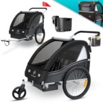 KESSER Sport-RX 2in1 Kinderfahrradanhänger & Buggy – 5-Punkt-Gurt für 1-2 Kinder bis 40 kg