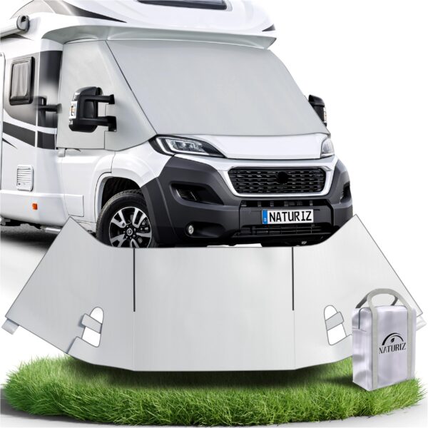 NATURIZ® Frontscheibenabdeckung für Fiat Ducato – Thermomatte mit Sonnenschutz für Wohnmobile