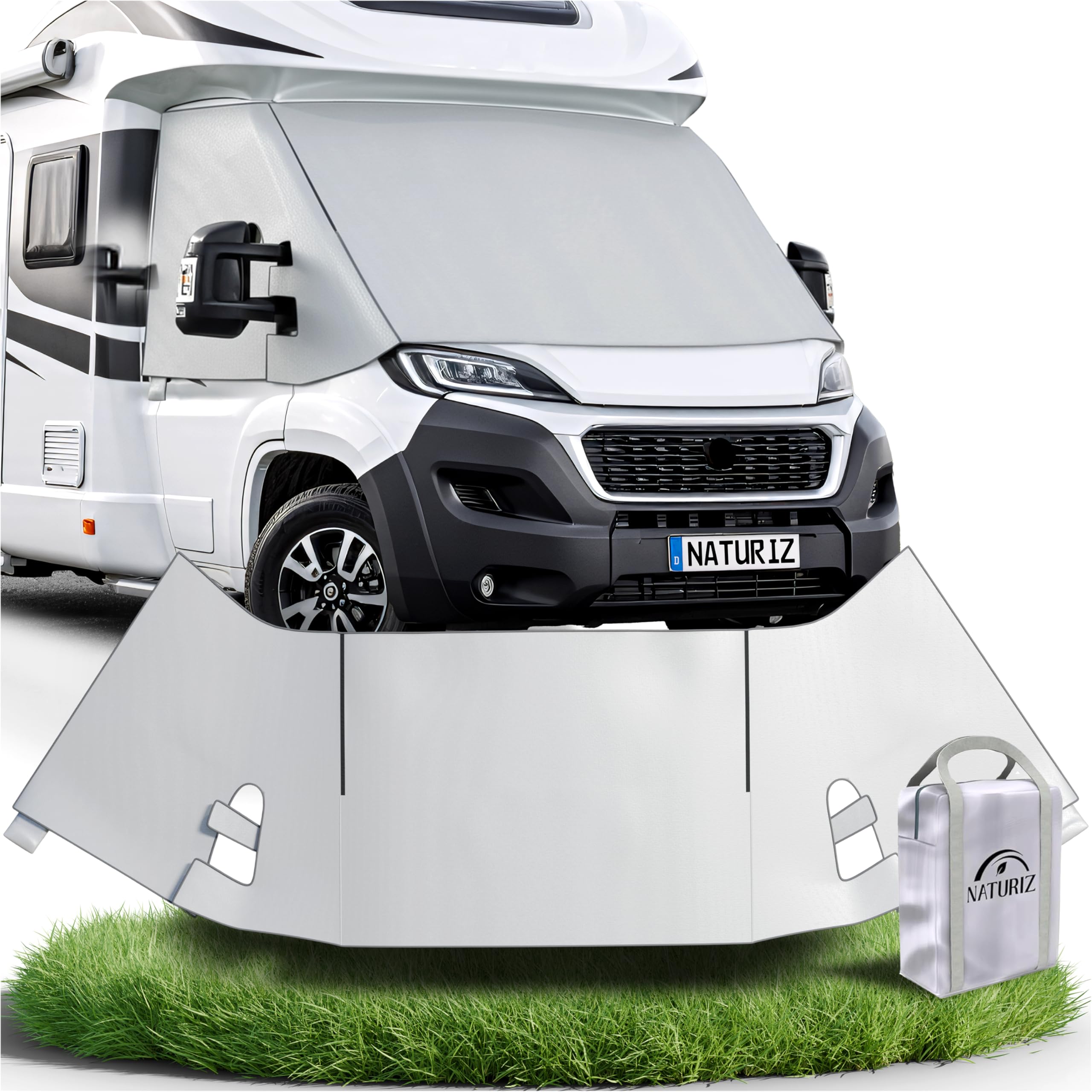 81FiLR61BPL._SY2560_.jpg NATURIZ® Frontscheibenabdeckung für Fiat Ducato – Thermomatte mit Sonnenschutz für Wohnmobile – Bild 1