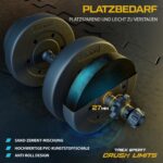 TREX SPORT 40kg Hantelset – 2in1 Kurzhanteln & Langhantel mit Verbindungsstab – Bild 5
