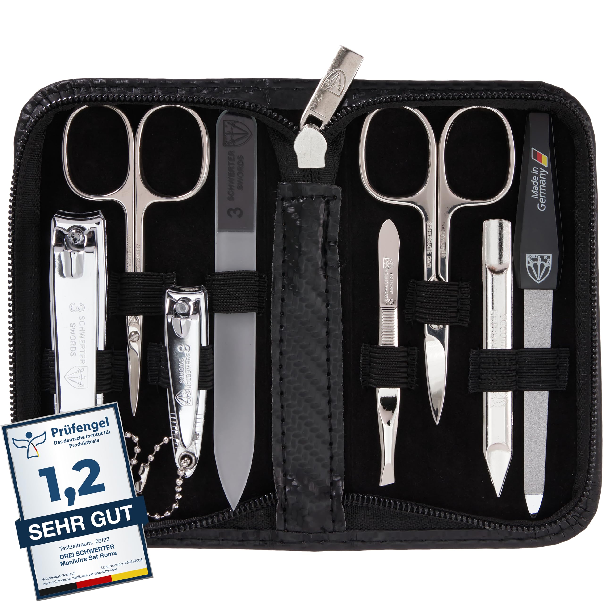 81G3nkXZr3L._SY2560_.jpg Drei Schwerter Maniküreset Roma – 8-teiliges Nagelpflege-Set mit Etui für Hand & Fuss – Bild 1