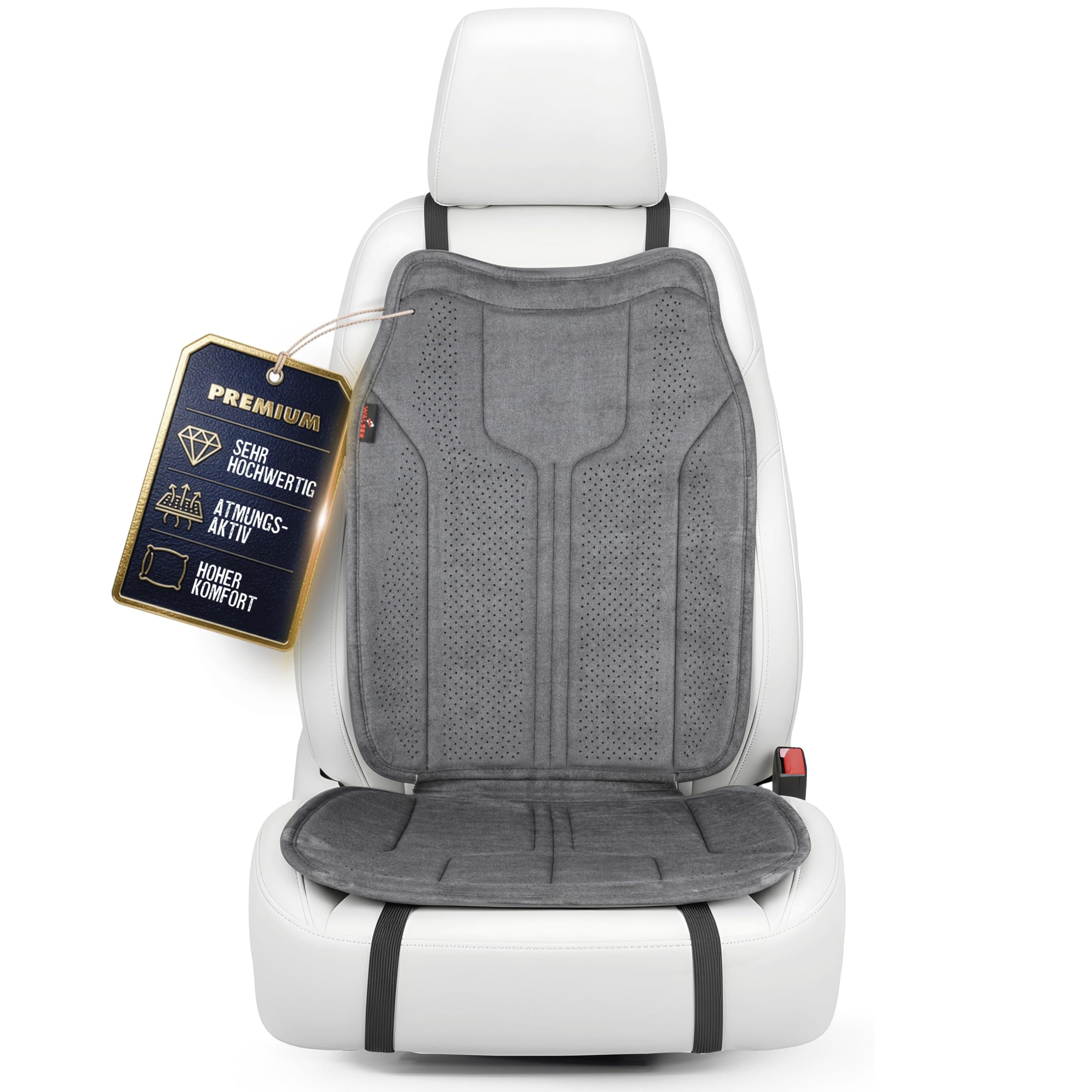 81GVJQEHcvL._SY2560_.jpg WALSER Nubo Premium Sitzauflage Anthrazit – Alcantara-Look Autositzschoner für PKW – Bild 1