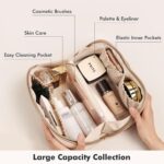 Prite Kosmetiktasche Grosse Kapazität M (23,5x12,5x12,5 cm) – Wasserdichte Reise-Schminktasche Beige – Bild 4