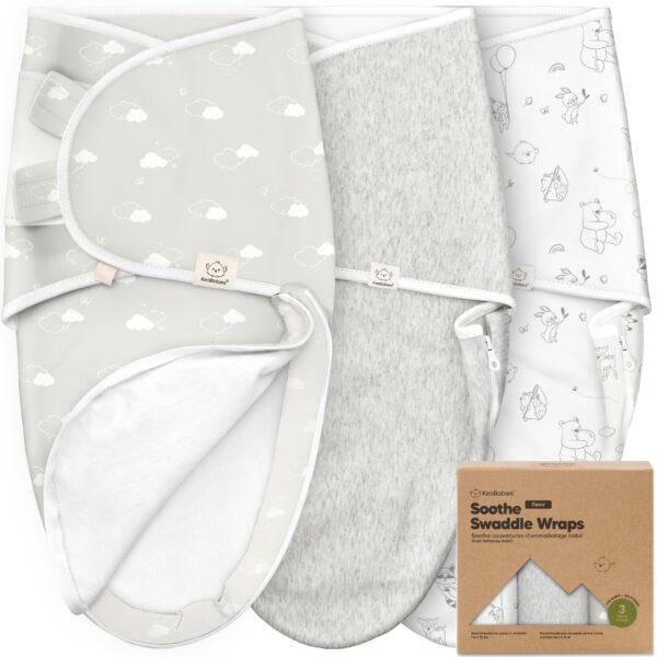 3er-Pack KeaBabies Pucksack 0-3 Monate mit Reissverschluss – Bio-Baumwolle Wickeltuch