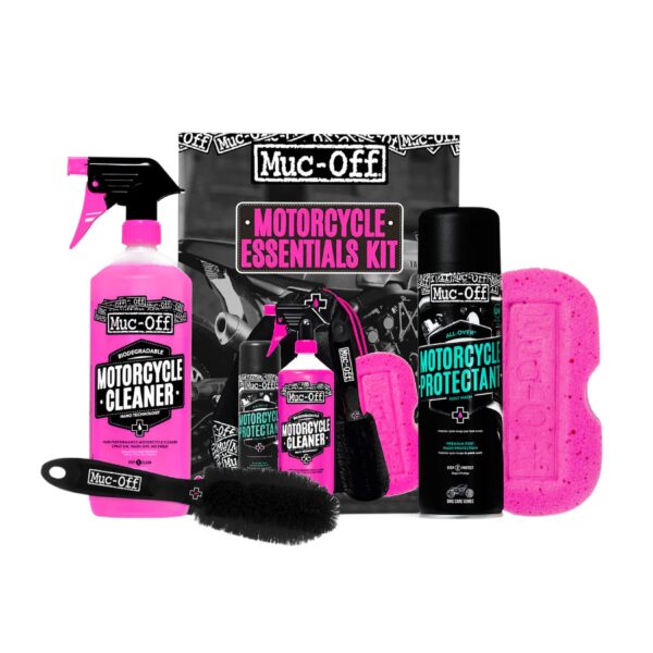 Muc-Off Motorcycle Essentials Kit – Komplettes Motorrad-Reinigungsset mit Schutzspray