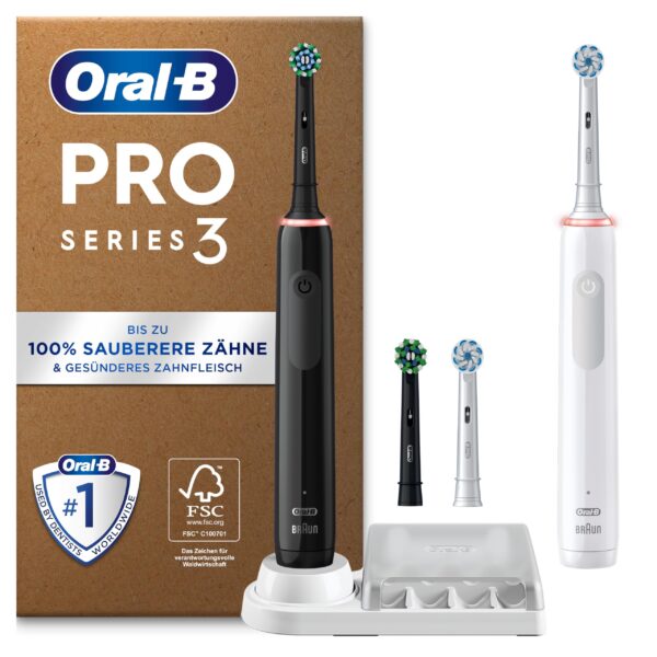 Oral-B Pro Series 3 Doppelpack – Elektrische Zahnbürste mit 3 Putzmodi für optimale Zahnpflege