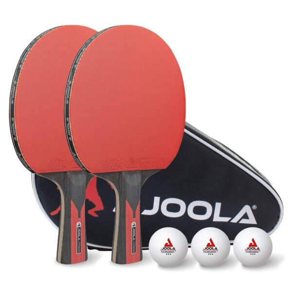 JOOLA Tischtennis Set Duo Carbon – 2 Schläger, 3 Bälle & Tasche, 6-teilig