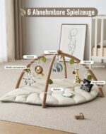 Blissful Diary Spielbogen Baby 135×94 cm – Blattförmige Activity Decke mit 6 Spielzeugen – Bild 3