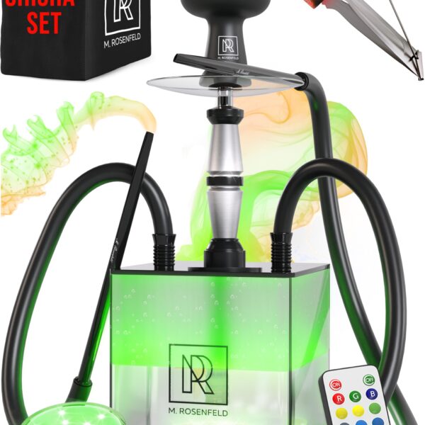M. ROSENFELD Shisha Set Komplett mit HMD, LED-Beleuchtung & Tragetasche – Premium Komplettset