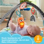 Fisher-Price Tierfreunde Kontrast-Spieldecke – 3-in-1 Spielbogen mit Musik & Licht ab Geburt – Bild 2