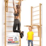 gurkler Sprossenwand Holz mit Klimmzugstange & Dip Extension – Trainingsgerät für Erwachsene & Kinder