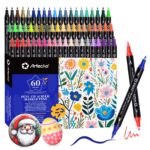 Artecho Acrylstifte 60 Farben – Dual-Tip Marker mit Pinsel & feiner Spitze für kreative Projekte