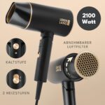 LEBENLANG 2100W Ionen-Föhn mit Kaltluft – Klappbarer Reiseföhn für glänzendes Haar – Bild 5