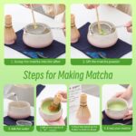 TEANAGOO 7er Matcha Set Rosa – Keramik Schale mit Bambusbesen & Zubehör – Bild 5